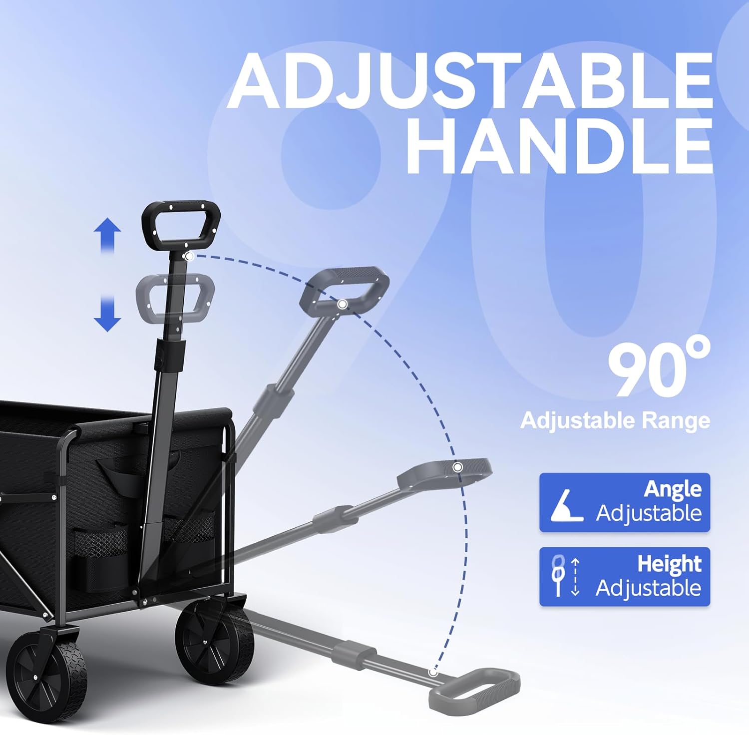 Collapsible Foldable Wagon, Foldig Wagon with Wheel Heavy Duty with 180lbs Weight Capacity Lightweight Utility Camping Cart for Groceries Garden Beach Sports Fishing (Black)