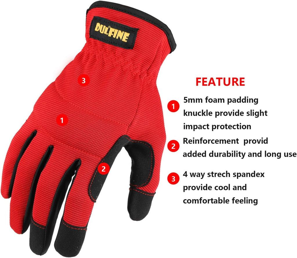 DULFINE High Performance Work Gloves For Men(12 Pairs Pack), High Dexterity Touch Screen For Multipurpose,Excellent Grip (Extra Large)