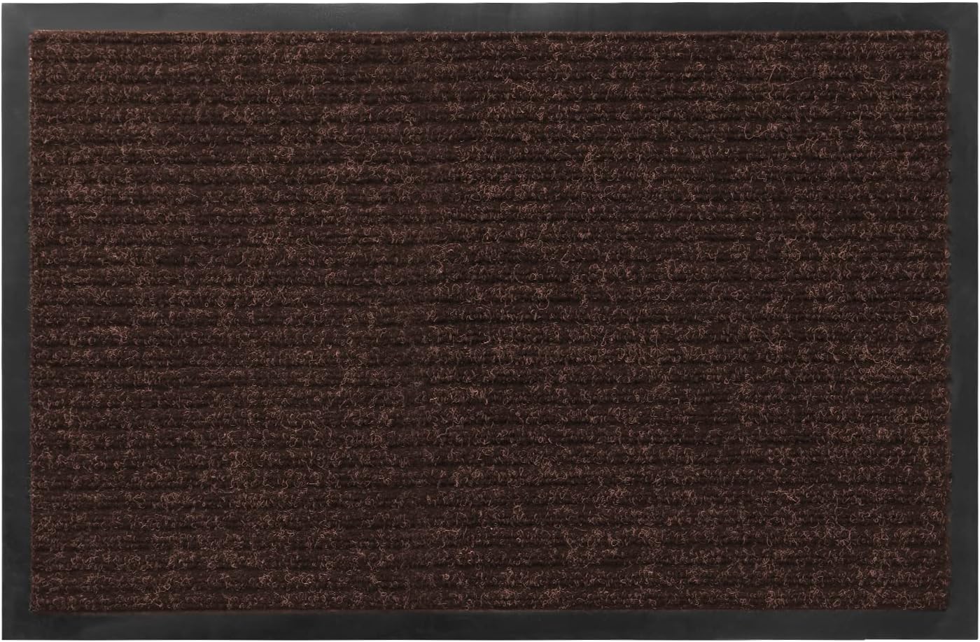 Profile Rubber Door Mat, 35x23inch, Heavy Duty, Entrance Doormat, Indoor and Outdoor, Waterproof, Easy Clean Shoe Scraper, Home Rug Welcome Mats for Entryway, Patio, Porch, Brown