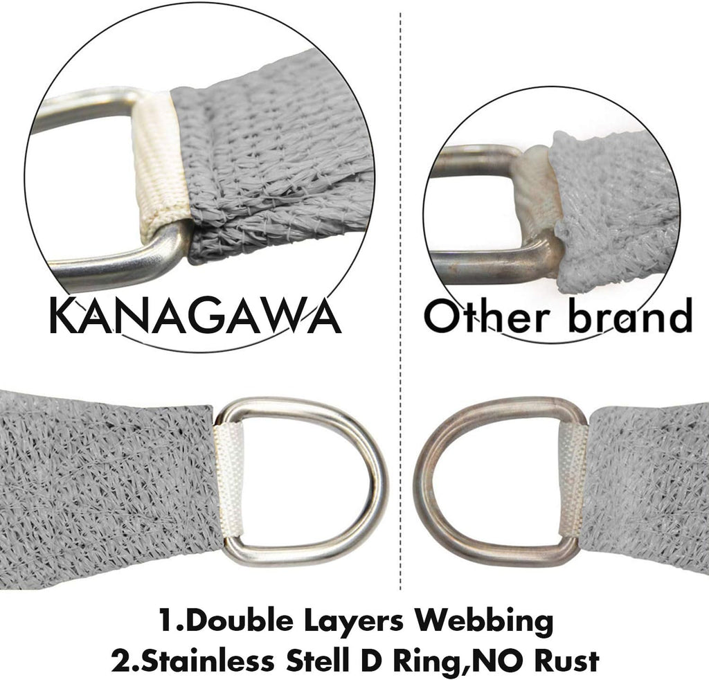 KANAGAWA Sun Shade Sail Curved 16'X20' Gray Rectangle Outdoor Shade Cover UV Blovk Canopy for Patio Garden Backyard Heavy Duty Permeable 185GSM (We Make Custom Size)