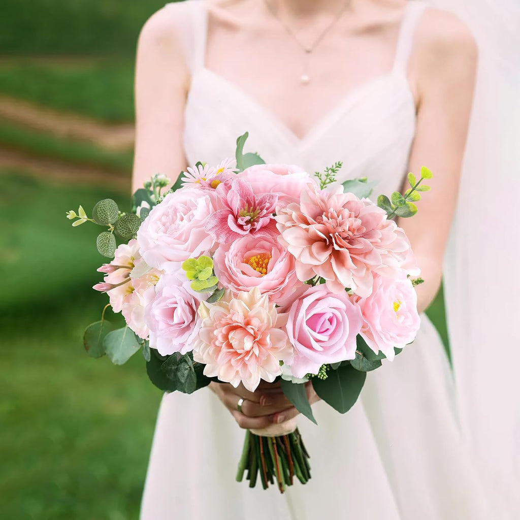 AGIRL Rose Artificial Flowers Combo Fake Flowers Rose Silk Flowers with Stems for DIY Wedding Bouquets Centerpieces Arrangements Table Decor Bridal Baby Shower Party Home Fall Decor(Nude Pink)