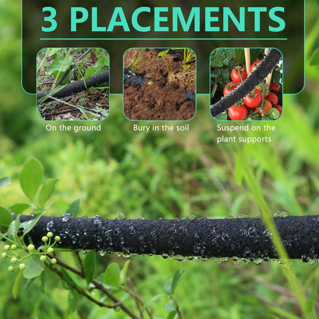 1/2'' Soaker Hose for Garden - 25 Ft Heavy Duty Garden Soaker Hose, Drip Irrigation System