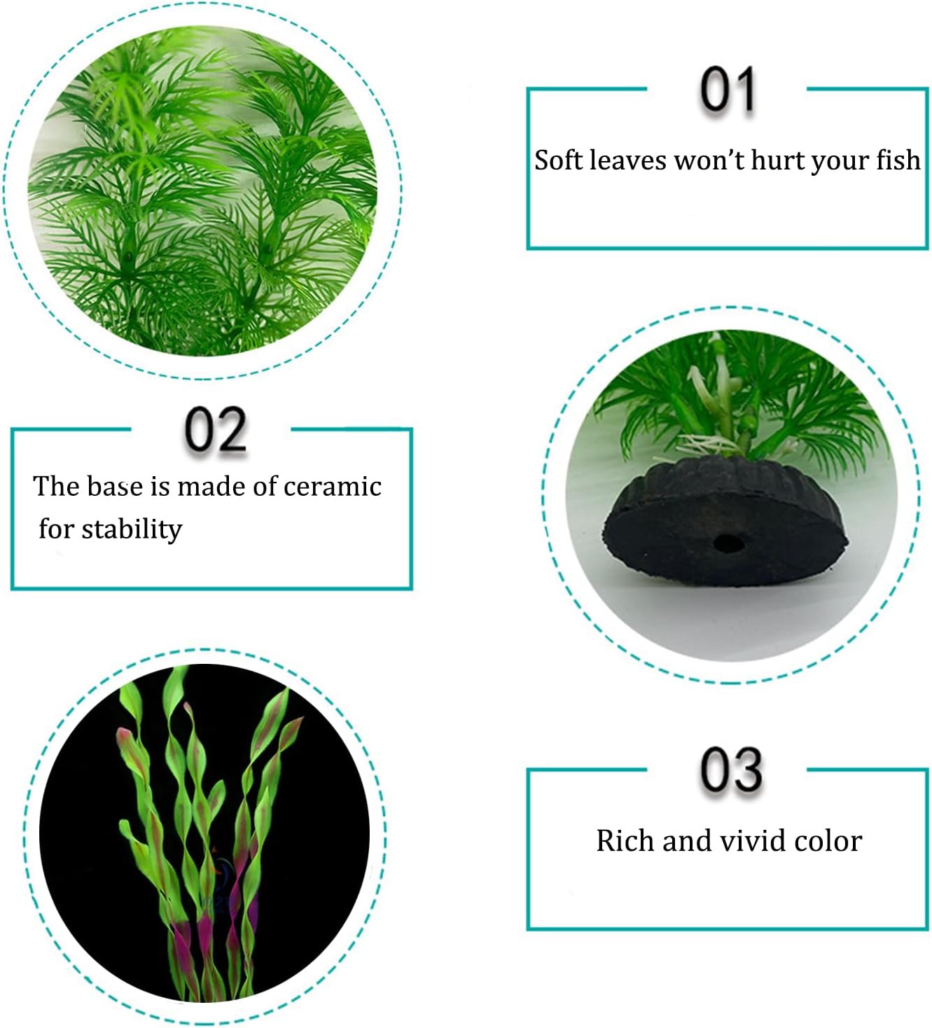 11 Pieces Colorful Artificial Fish Tank Decorations, Aquarium Decorations Fish Tank Purple and Green Artificial Plastic Plants, Small to Large (4-8Inch)