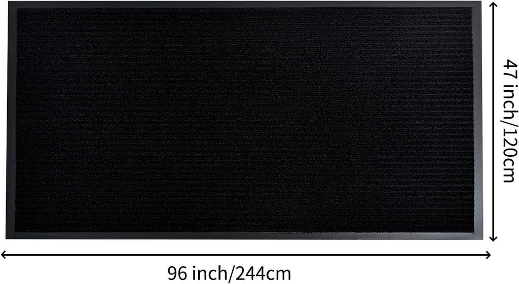 fani Heavy Duty Large Outdoor Indoor Entrance Black Doormat Waterproof Low Profile Entrance Rug Front Door Mat Patio Anti-Skid Rubber Back, 48x96 inch (Jet Black)