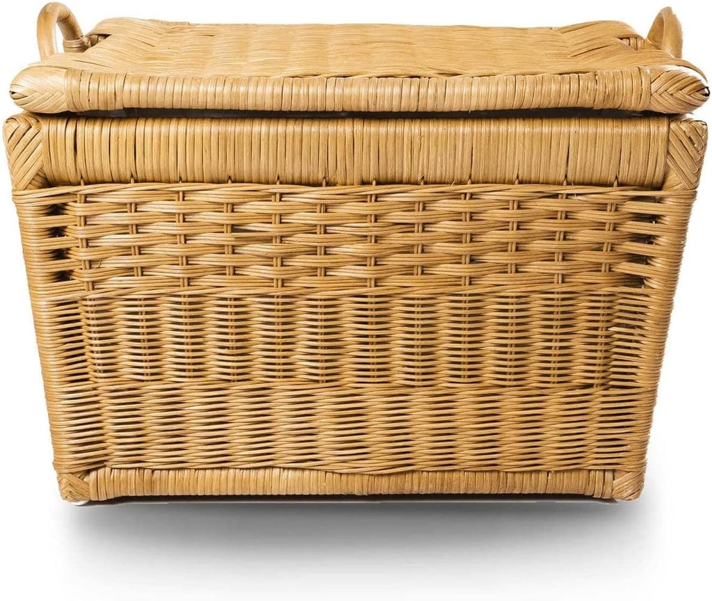 The Basket Lady Lift-Off Lid Wicker Storage Basket, Medium, 20 in L x 15 in W x 14 in H, Sandstone