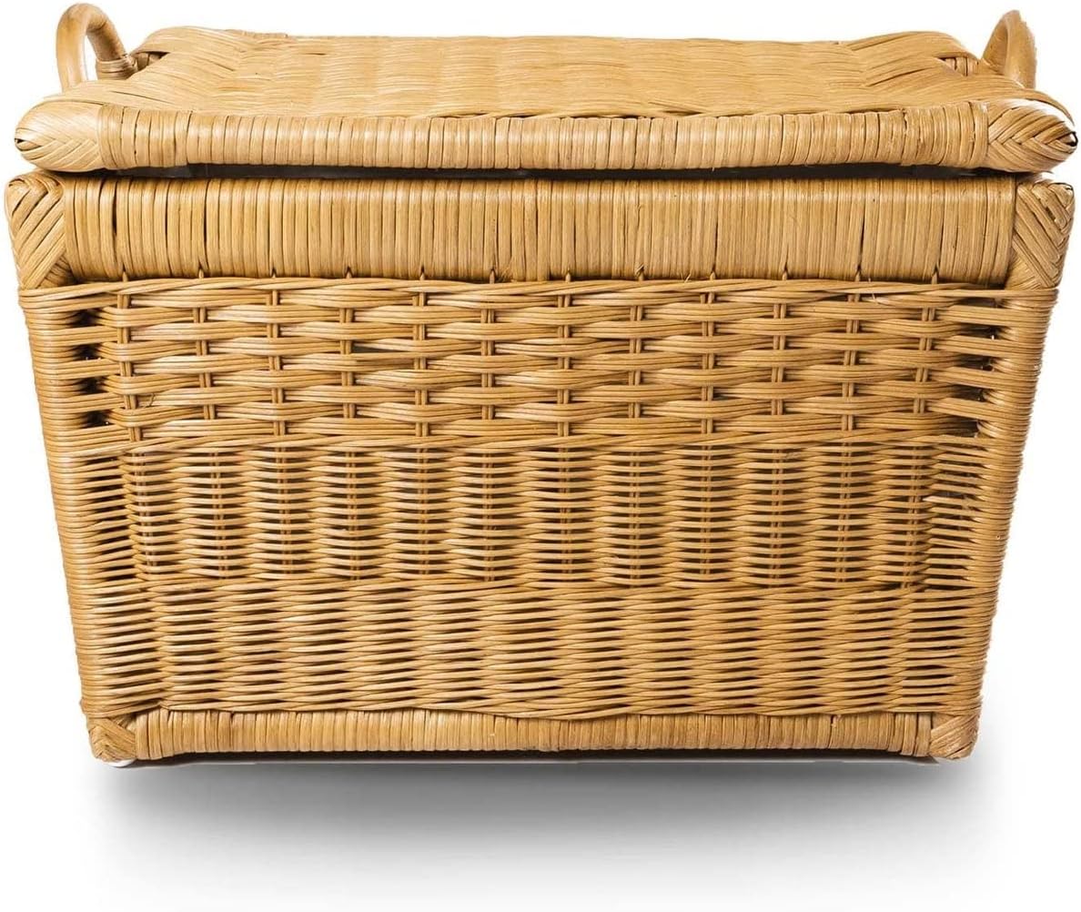 The Basket Lady Lift-Off Lid Wicker Storage Basket, Large, 24.5 in L x 18 in W x 17.5 in H, Sandstone