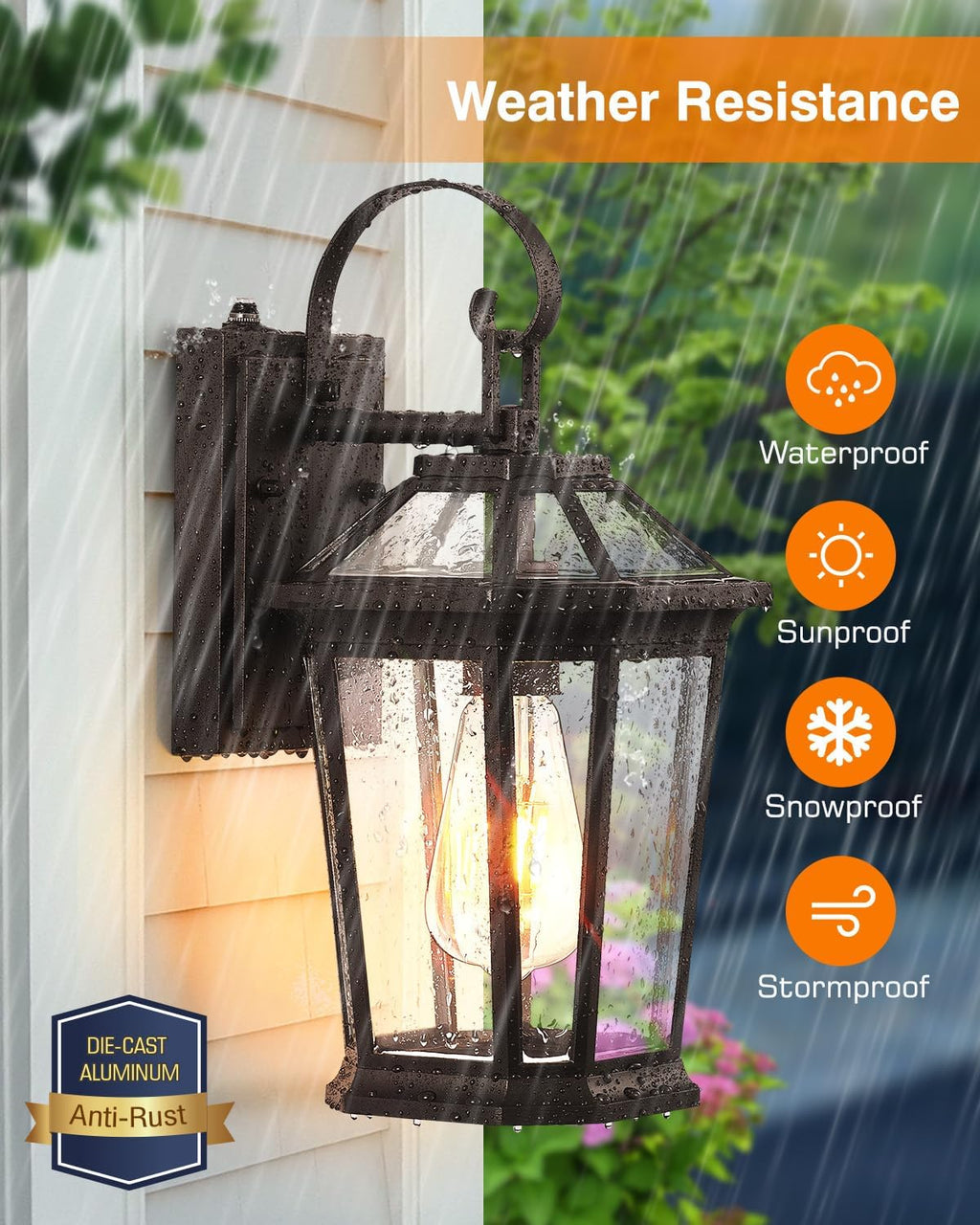 VIANIS Outdoor Wall Lights Dusk to Dawn, Oil Rubbed Bronze Exterior Lighting Fixtures for House, Waterproof ORB Porch Lights Wall Mount, Aluminum Outside Wall Sconce for Front Door, Garage