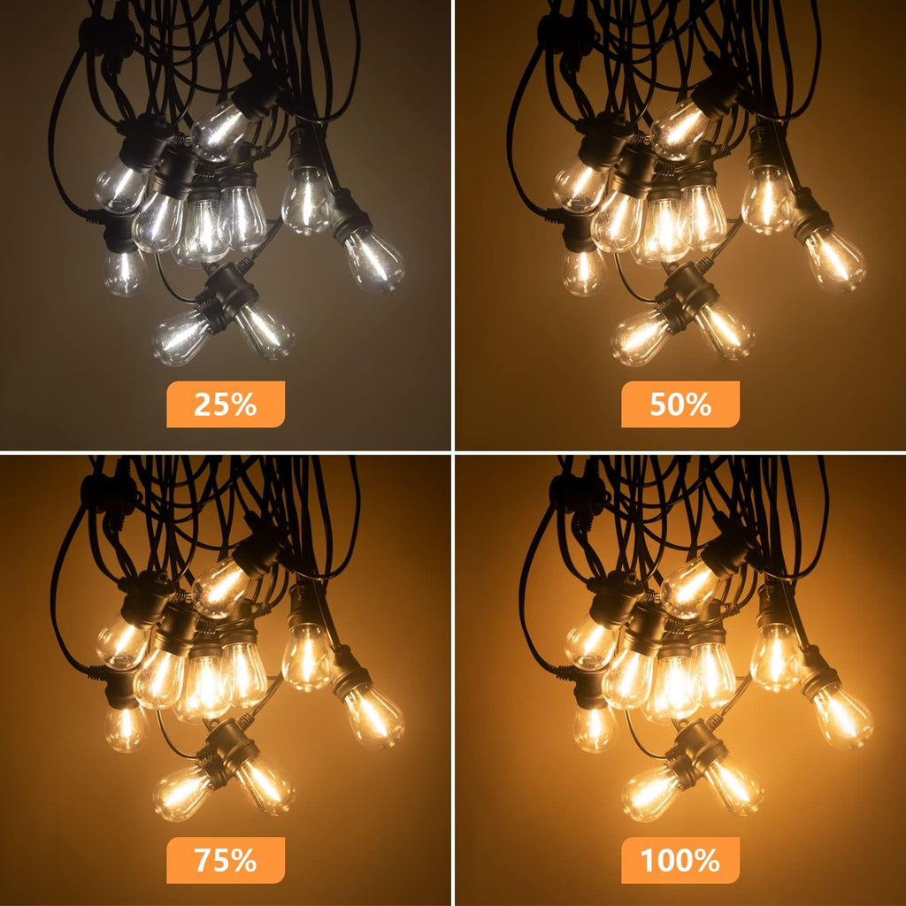 SUNTHIN Outdoor String Lights, 144ft(3 Pack 48ft) Patio Lights with LED Shatterproof Bulbs, Hanging for Outside, Garden, Backyard, Deck, Porch, Bistro, Pool, Party
