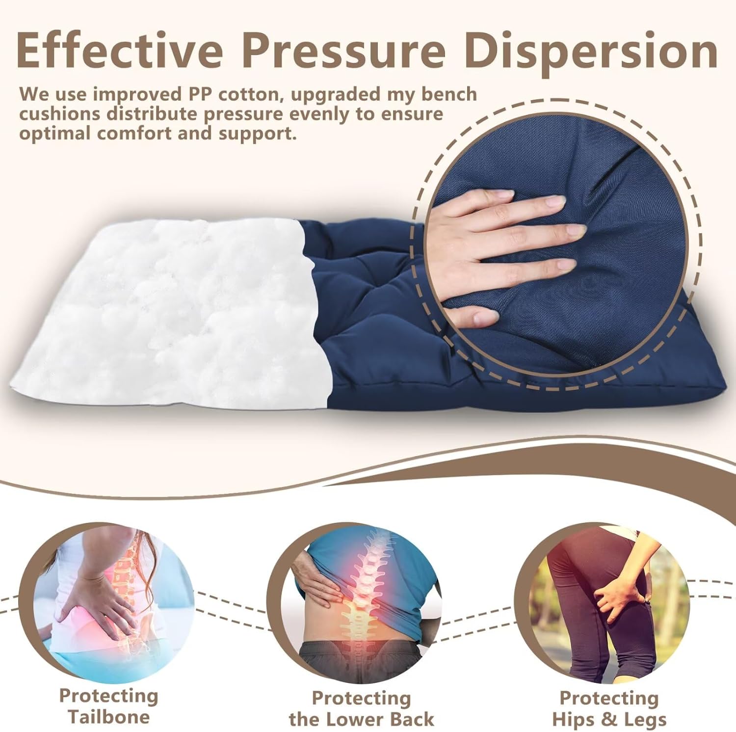 59 inch Waterproof Indoor/Outdoor Garden Bench Seat Cushions,Thicken Patio Bench Soft Rocking Chairs Pad Lounger Seat for Porch Wicker Loveseat Settee (59x19.6x3.9 inch,Navy