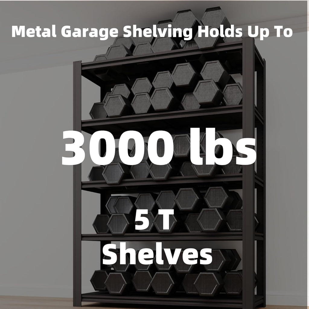 5-Tier 35" W x 15.8" D x 72" H Garage Shelving 3000LBS Storage Shelves Heavy Duty Metal Shelf Unit Adjustable Basement Industrial Storage Racks