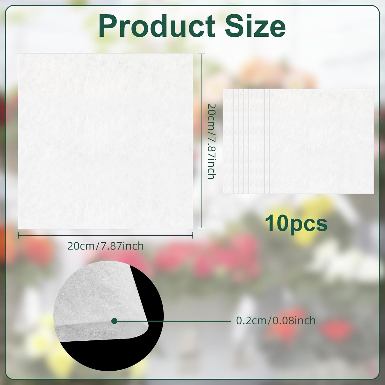 10PCS 7.87x7.87 inch Watering Hanging Basket Liners, White Self Watering Planter Insert Linering Mat, Hanging Basket Self Watering Liner/Watering Liners Absorbing Mat for Hanging Baskets, Planters