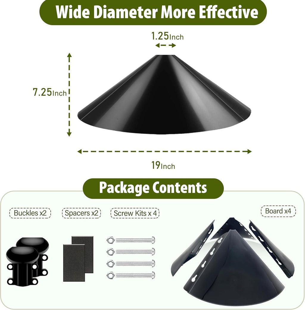 19-inch Squirrel Baffle, Squirrel-Proof for Bird Feeder Pole, Birdhouse Baffle for Shepherd's Hook in The Outdoors,Black(1 Pack)