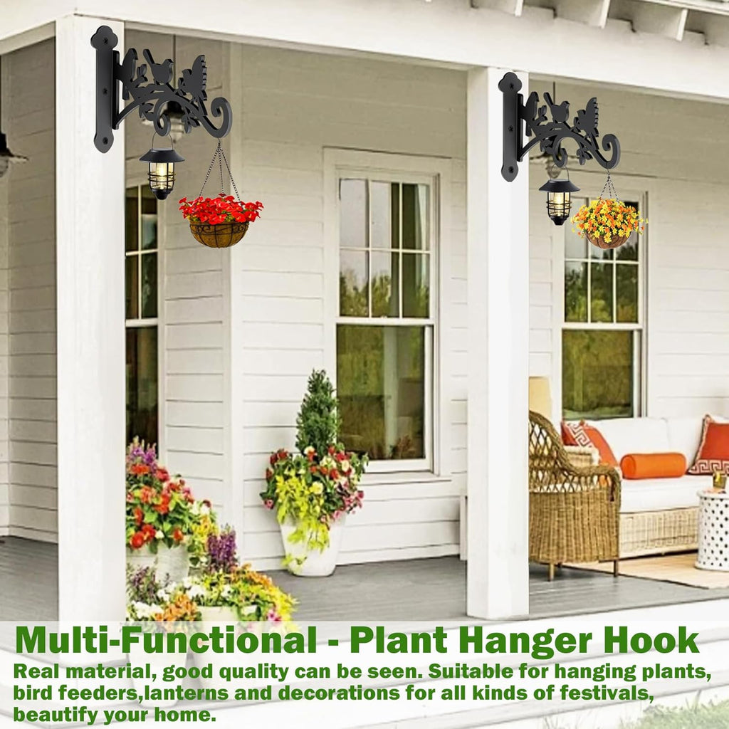 2 Pack Hanging Plant Hanger Outdoor 9-in Hanging Basket Wall Hooks - Heavy Duty Metal Plant Bracket Hook for Flower Baskets,Bird Feeder,Lantern