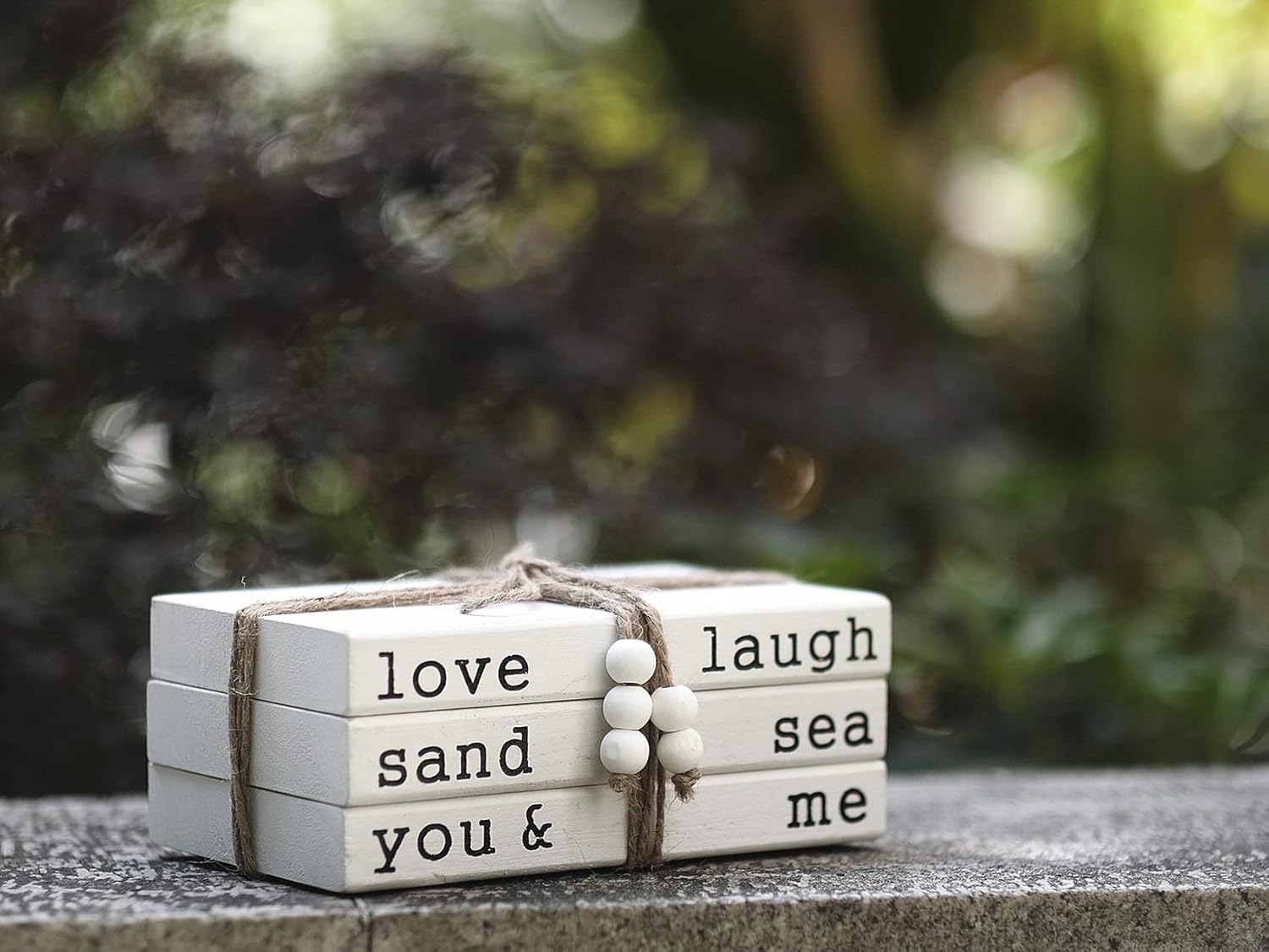 Love Laugh Sand & Sea You and Me Book Decor-Modern Farmhouse Decorative Book Stack for Coffee Table-Center Table Decorations for Living Room-Housewarming Gifts