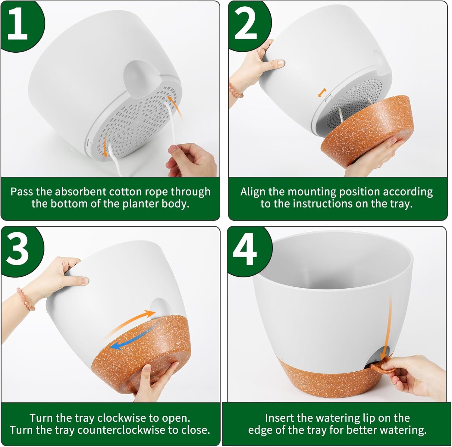 GARDIFE 12 inch planters, Plant Pots,Self Watering Pots, Large Plastic Flower pots with Deep Reservior and High Drainage Holes for Indoor Outdoor Plants and Flowers, White