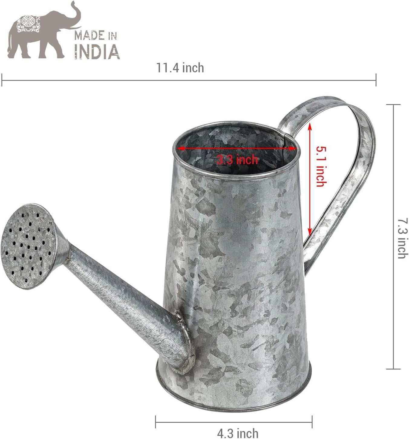 MyGift 5 Inch Mini Rustic Galvanized Metal Decorative Vase in Vintage Style Watering Can Design for Dried Flowers and Artificial Plants - Handcrafted in India