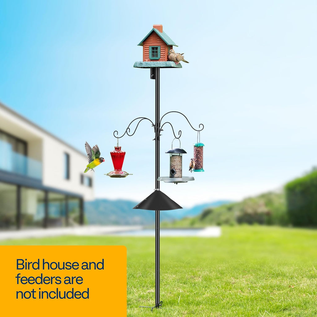 VIVOHOME 106 Inch Bird Feeder Pole, Heavy Duty Adjustable Bird House Stand Pole for Outdoor, Bird House Pole Mount Kit with 5 Prong