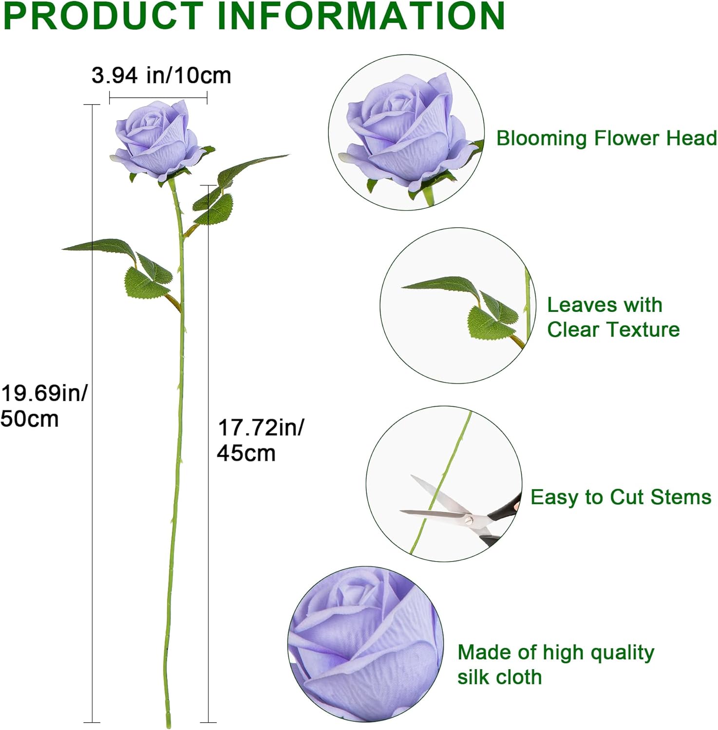 Fake Plants Roses Flowers Plastic Flowers Spring Decorations for Home Gifts for Gf Roses Artificial Flowers for Vase Fake Flowers Home Decor 19.6"(Light Purple 50PCS)