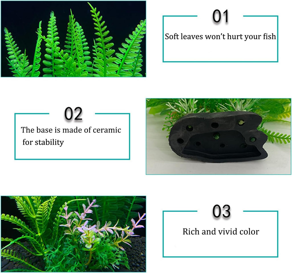 18 Pieces Colorful Artificial Fish Tank Decorations, Aquarium Decorations Fish Tank Purple and Green Artificial Plastic Plants