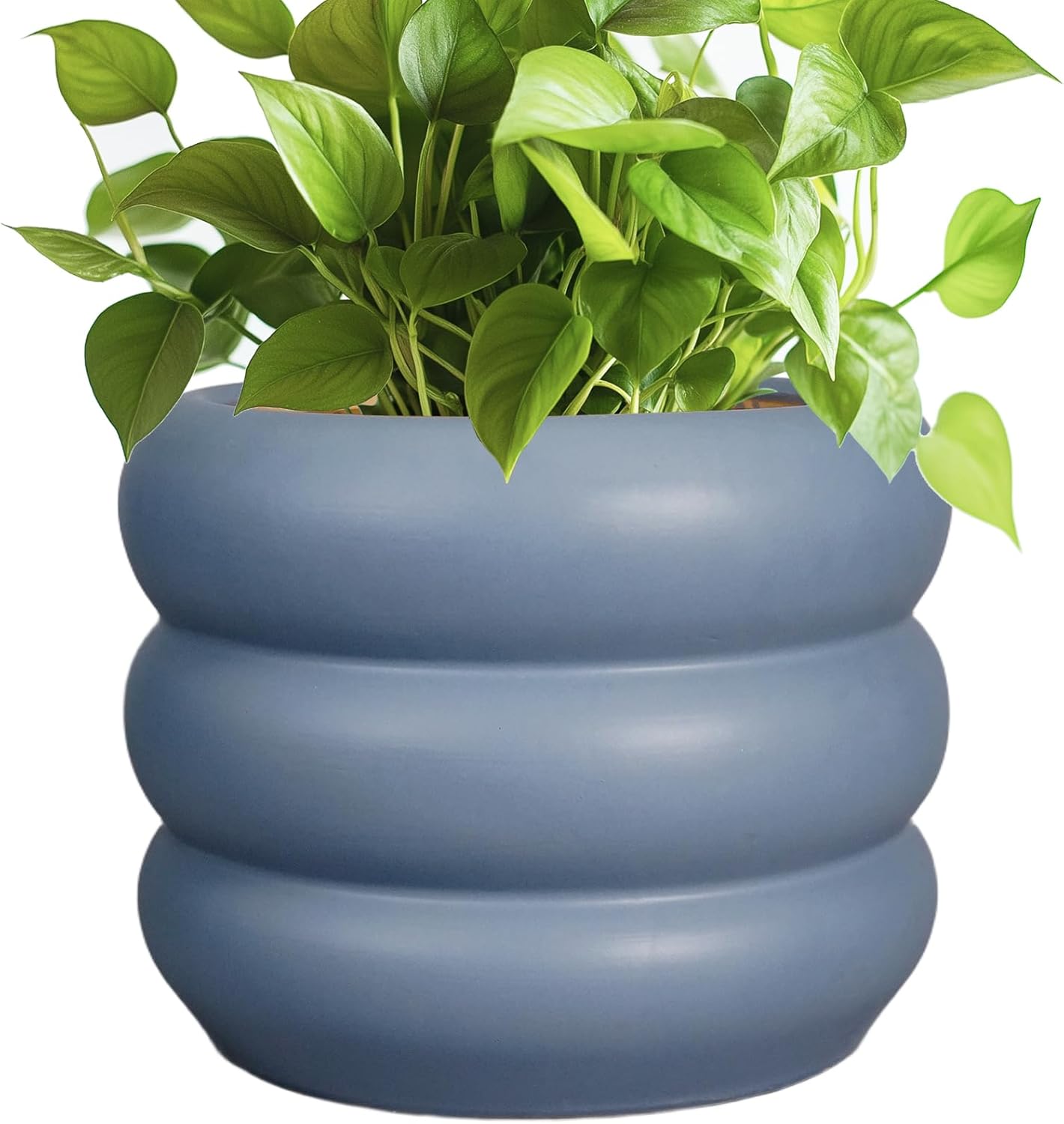SQOWL Ceramic Pot for Plants - 8 Inch Plant Pot with Drainage Hole Planter for Indoor Plants Outdoor Flower Pot Decorative Plant Pot Unique Planter for Room Decorations Gray