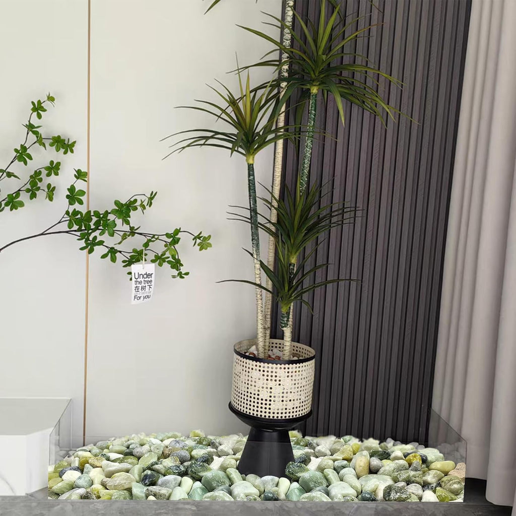 5 lbs Green River Rocks for Plants, 1-2 Inch Polished Jade Pebbles for Indoor Plants, Decorative Rocks for Succulent, Landscaping, Vases, Yard and Garden