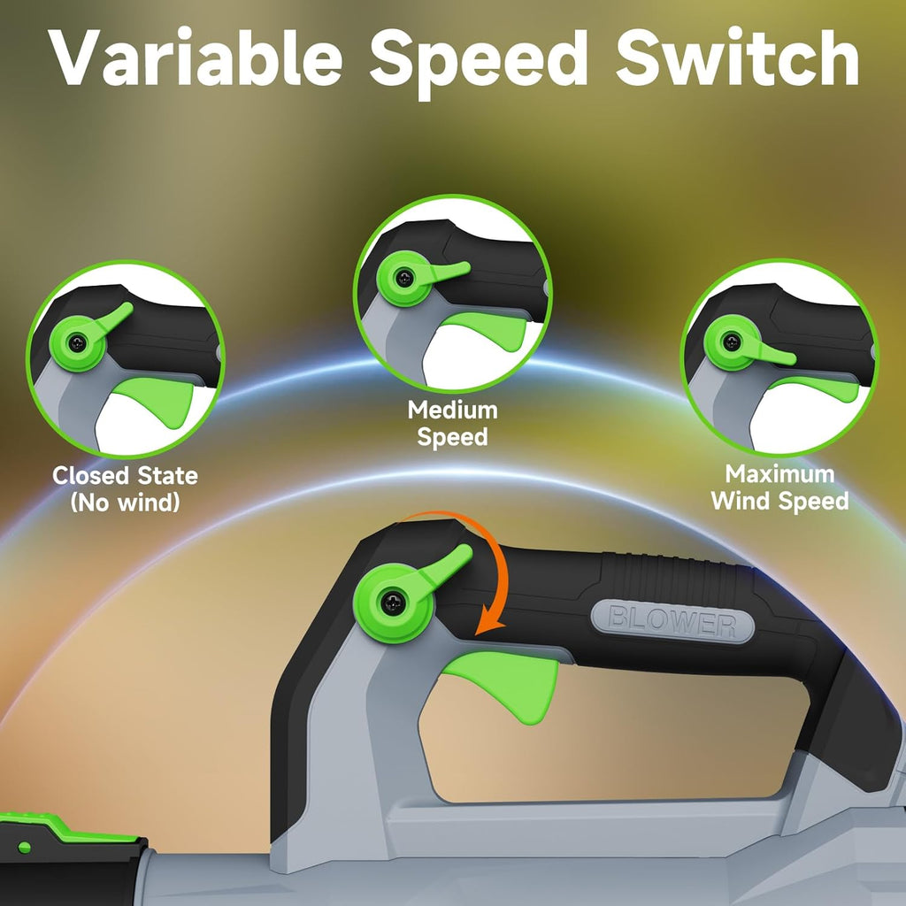 Leaf Blower Cordless with 2× 5.0Ah Batteries and Charger, 21V Electric, Lightweight Battery Powered Blowers for Lawn Care, Yard, Patio Cleaning, Blowing Leaves & Dust