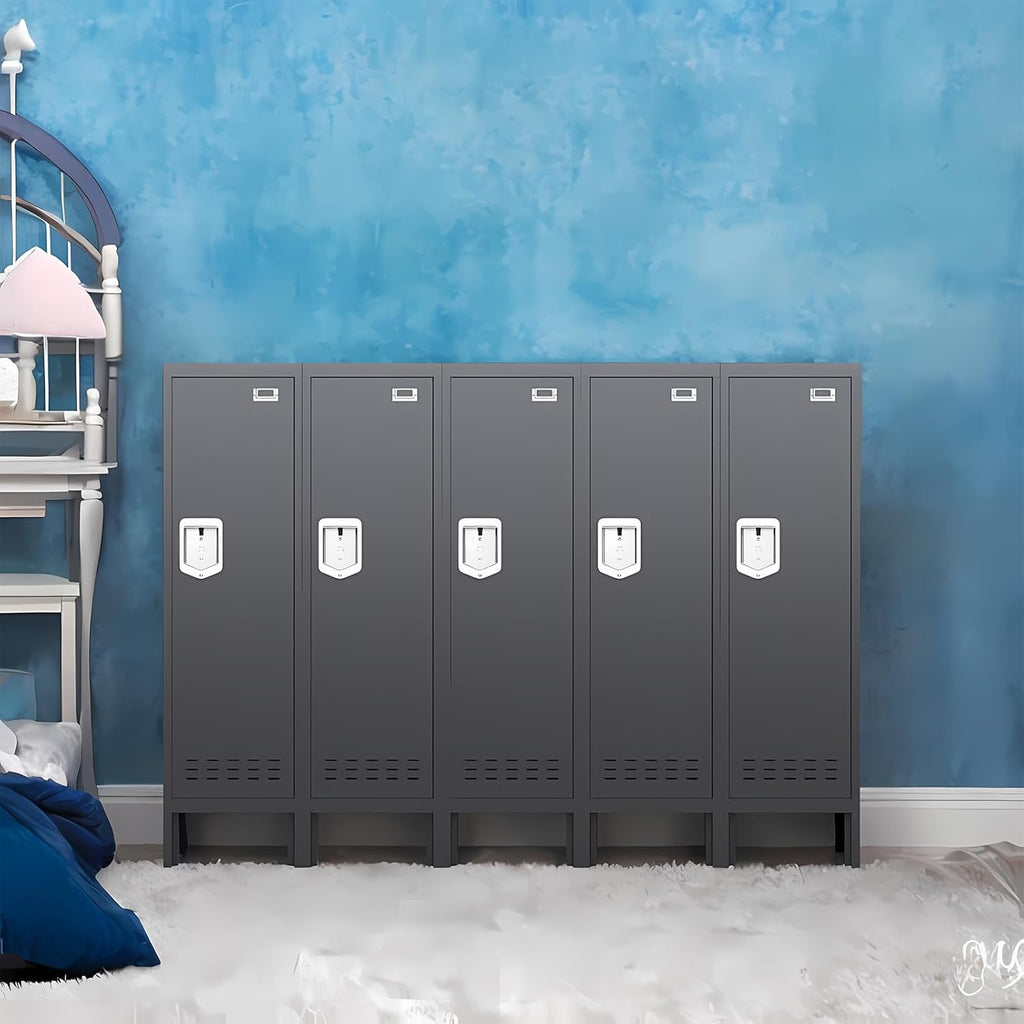 Metal Cabinet Home Office Storage, Lockable Steel Locker with Door, 54" Height, Multi-Purpose for Home, Office, Gym, School, Garage