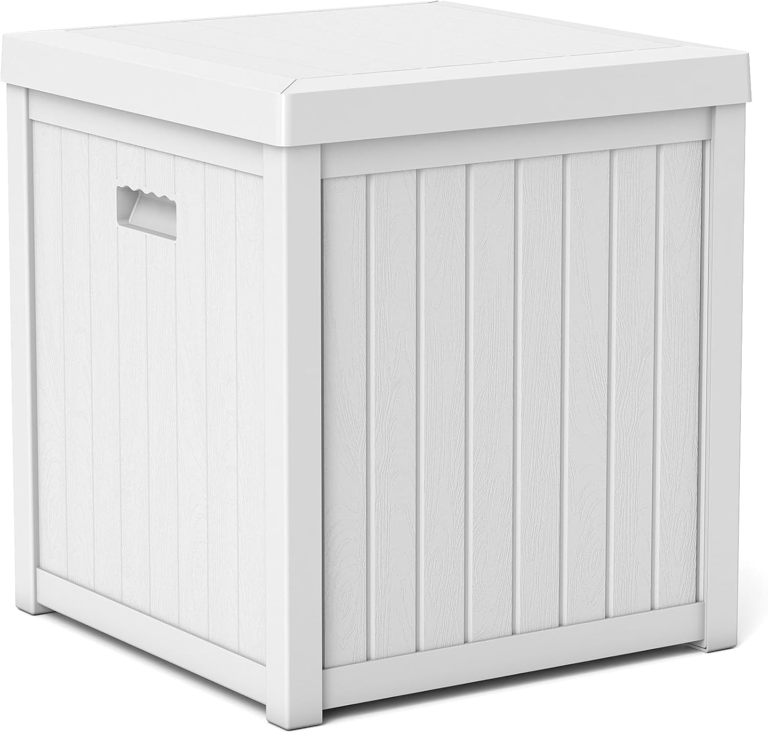 51 Gallon Resin Deck Box, Outdoor Storage Box Waterproof for Patio, Garden, Pool, and Deck, Storage Solution for Cushions, Tools, Delivery Packages, White