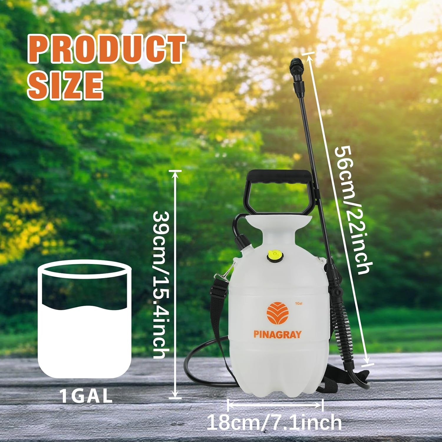 1 Gallon/3.78L Pressure Sprayer - Multi-Use Pump Mister for Garden, Lawn & Home with 2 Nozzles, Shoulder Strap & Gloves - Ideal as Weed, Plant & Water Sprayer