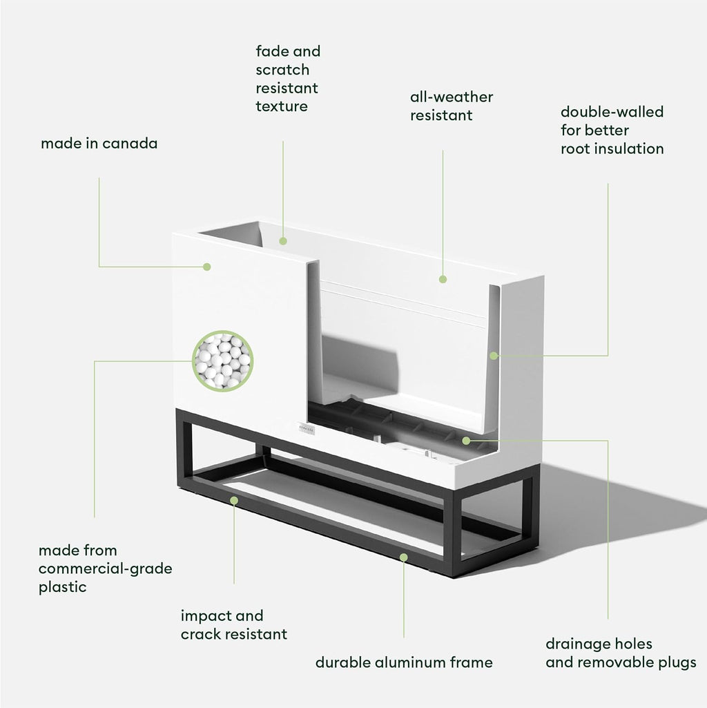 Veradek Block Series Raised Long Box Planter for Patio & Garden | Durable All-Weather Use with Aluminum Stand | Modern Décor for Herbs, Flowers