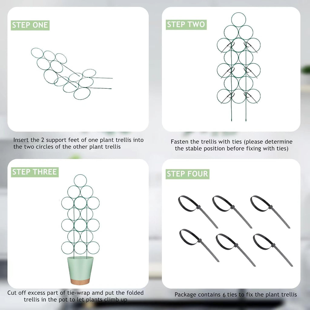 Trellis for Potted Plant Trellis Indoor, Stackable Indoor Trellis for Climbing Plants Support, 3 Pack Small Metal House Plant Trellis for Garden Vines, Flower and Christmas Tree