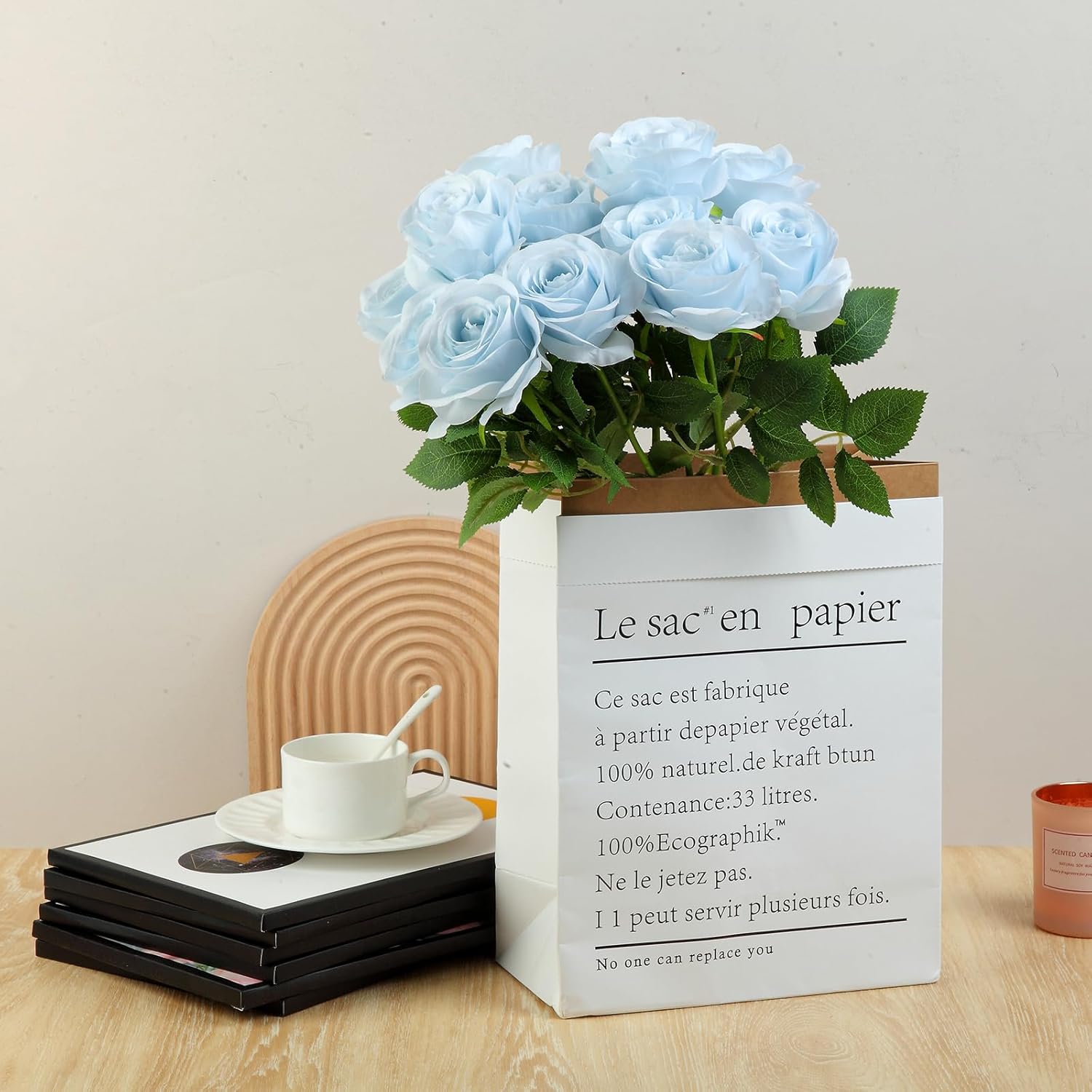 12pcs Roses Artificial Flowers Fake Roses Baby Blue Silk Roses White Silk Flowers Rose with Long Stems for Wedding Home Party Centerpieces Decorations