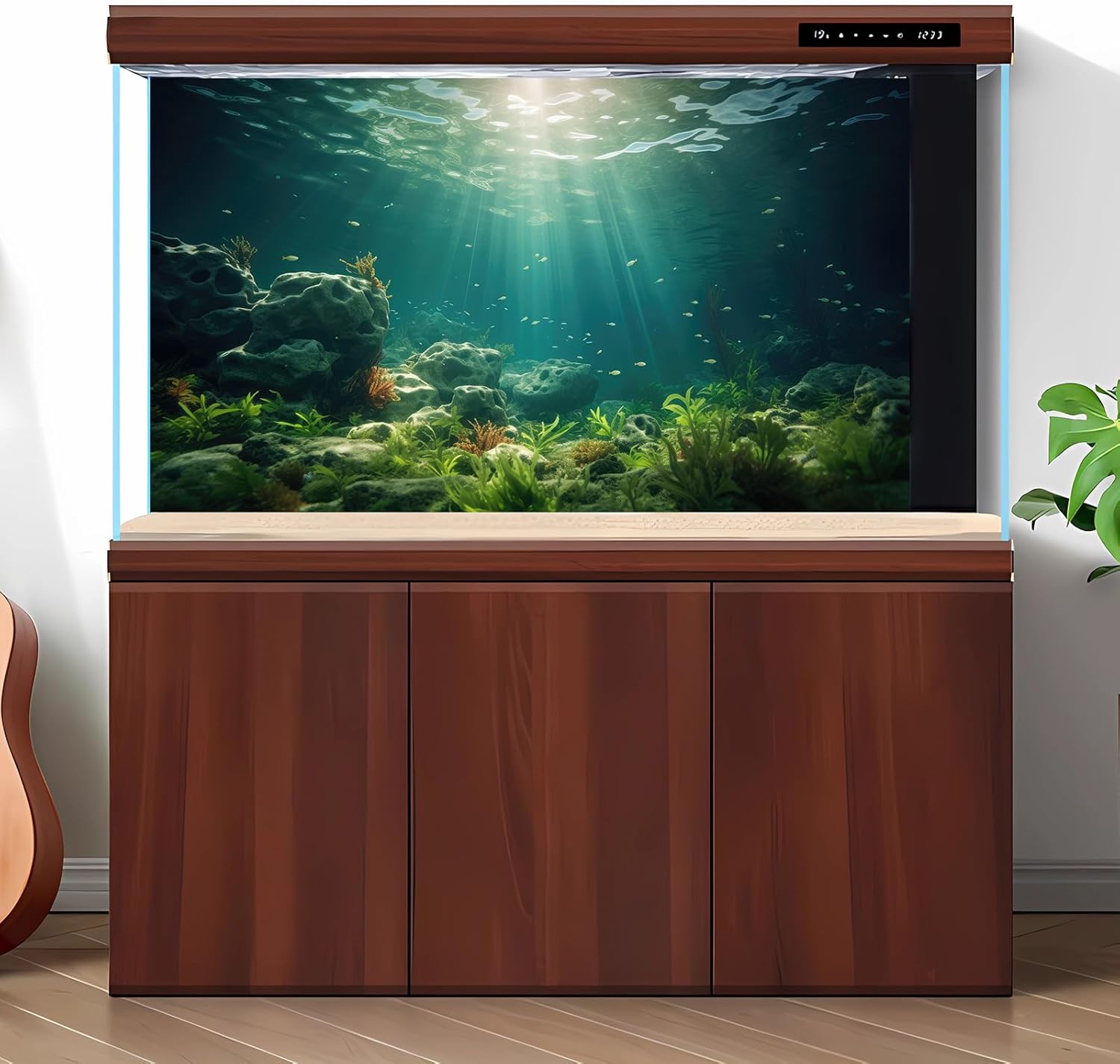 Under The Sea Aquarium Background Deep Sea Aquatic Plants Fish Tank Background Underwater Rock Sunray Terrarium Backgrounds Tropical Fish Deep Ocean Floor Fish Tank Backgrounds 72x24in