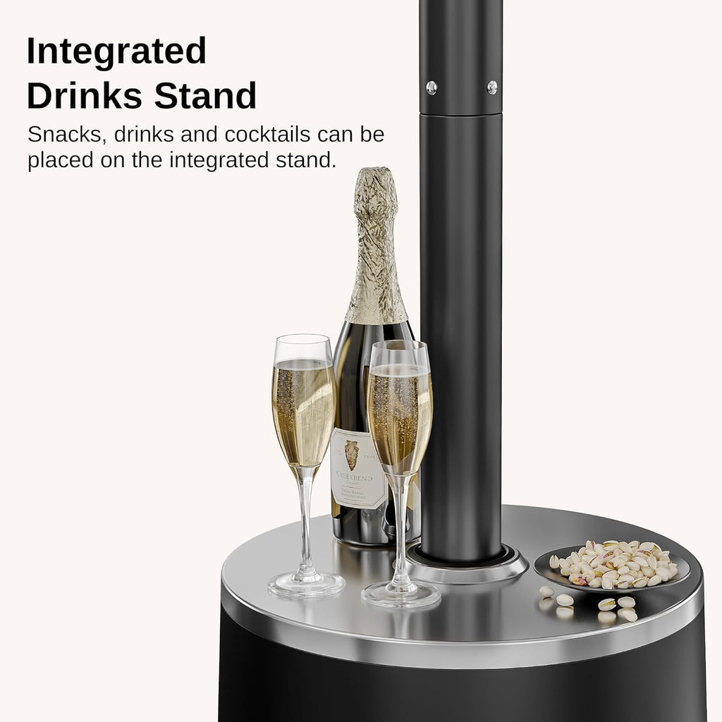 EAST OAK 50,000 BTU Patio Heater with Sand Box, Table Design, Double-Layer Stainless Steel Burner, Wheels, Triple Protection System, Outdoor Heater for Home and Residential, Polar Night