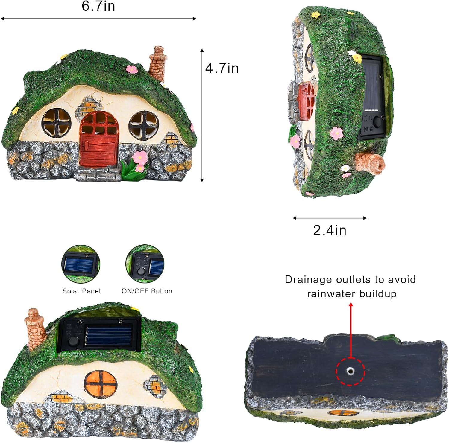 Fairy House Statues with Solar Powered Lights, Outdoor Figurine Lights Garden Statues, Fairy Garden Houses for Outside, Yard Decorations Outdoor Fairy Garden Accessories, Decor Gifts for Mom Women
