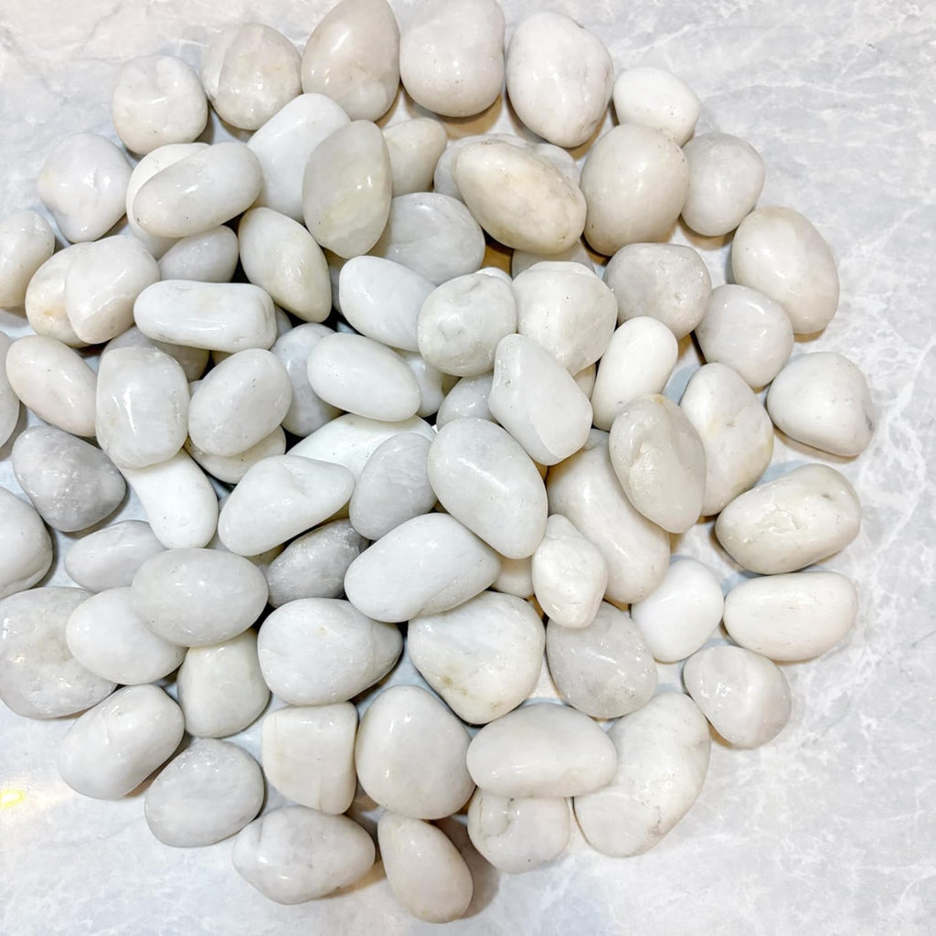 40lbs River Rocks, 1-2Inch Decorative Ornamental Natural Pebbles for Garden Couryard Landscaping Stones, Gravel Filler for Fish Tank,Vases,Home Decor,Aquariums,Animal Habitat, White