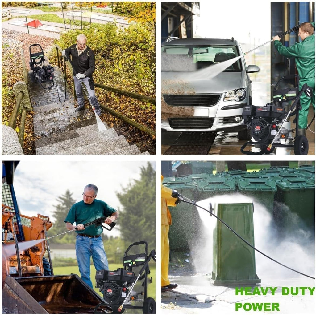 4200PSI Gas Pressure Washer, 4.0GPM Heavy Duty Power Washer with 212CC 7.0 HP, 5 Nozzles, 25ft Hose & 0.5Gal Soap Tank,for Cleaning Car Driveways Fence Furniture, EPA/CARB/ETL Compliant (Black)