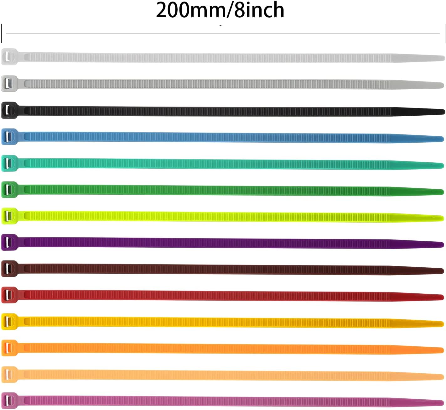 XINGO 100PCS Cable Zip Ties Heavy Duty, Premium Nylon Plastic Wire Ties with 50 Pounds Tensile Strength, Self-Locking Black Nylon Zip Ties for Indoor and Outdoor (8 inch, Brown)