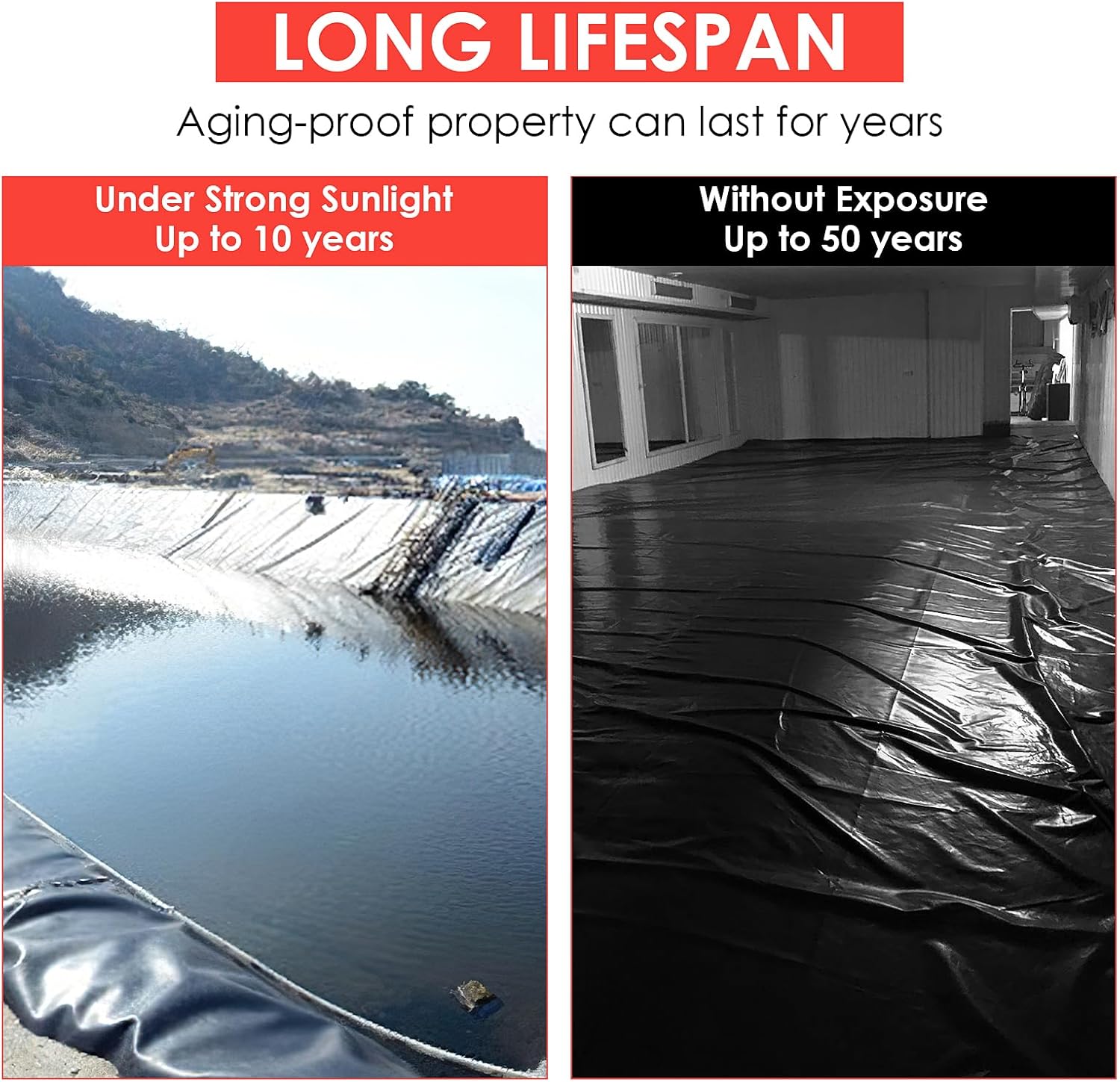 10x15 ft Pond Liner, 45 Mil Thickness, Pliable & Durable EPDM Material, Easy Cutting & UV Resistant, for Fish or Koi, Features, Waterfall Base, Fountains and Water Gardens