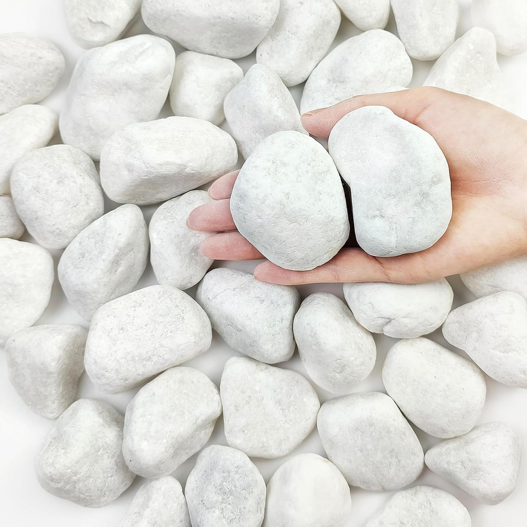 40 lbs White River Rocks for Garden, 2-3 Inch Large Aquarium Gravel. Decorative Stones for Plants, Vases, Cactus, Landscaping and Home Decor