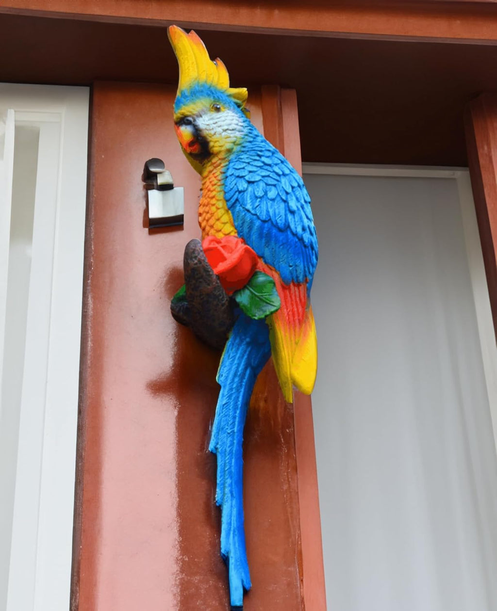 Statue Bird,Garden Decorations Bird Figurine,Resin Bird,Bird Statue Real Parrot Figurine,Flapping Macaw Bird Tropical Decor Wall Sculpture, Polyresin, Full Color