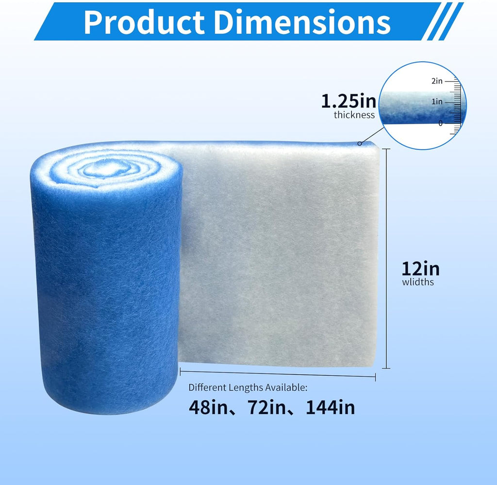 Classic Koi Pond Filter Pad Media-12 x48 Thicker Reusable Replacement Washable Pad,Fish Pond Filter Material for Koi Outdoor Ponds Aquarium