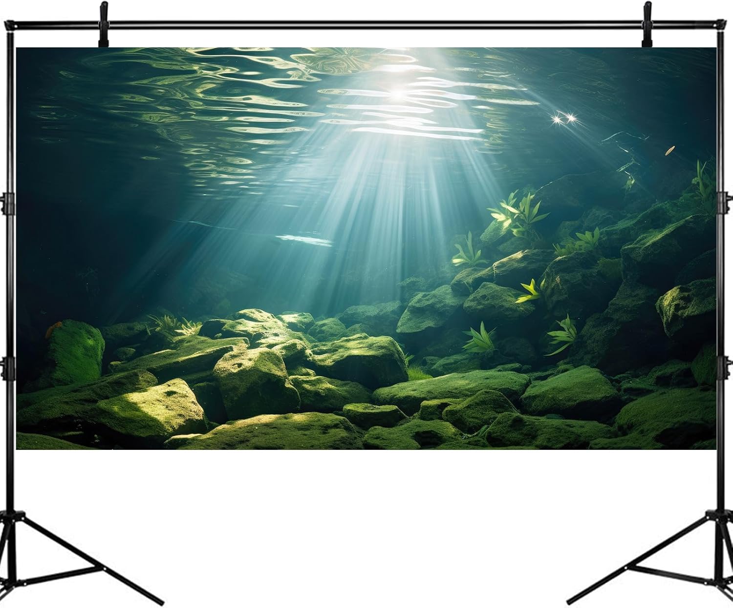 Under The Sea Aquarium Background Aquatic Plants Deep Sea Fish Tank Background Underwater Sunray Rock Terrarium Backgrounds Deep Ocean Floor Tropical Fish Tank Backgrounds 36x20in