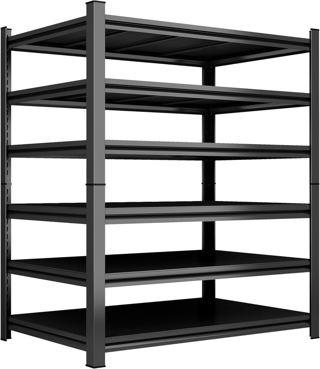Garage Shelving Heavy Duty Garage Storage Shelves, 3600 LBS Adjustable 6 Tier Industrial Shelving Unit, Metal Utility Shelf for Basement, Warehouse and Workshop (82''Hx46''Wx18''D, Black)