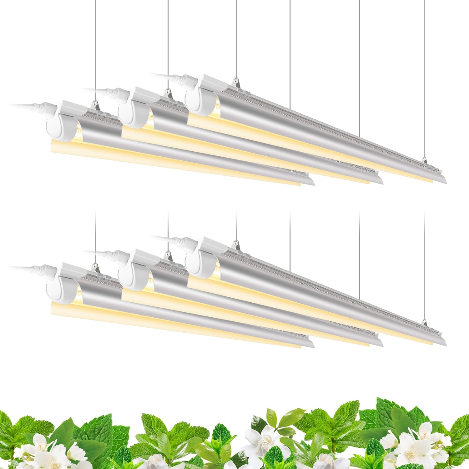 Barrina Plant Grow Light, 252W(6 x 42W, 1400W Equivalent), Full Spectrum, LED Grow Light Strips, T8 Integrated Growing Lamp Fixture, Grow Shop Light, with ON/Off Switch, 6-Pack