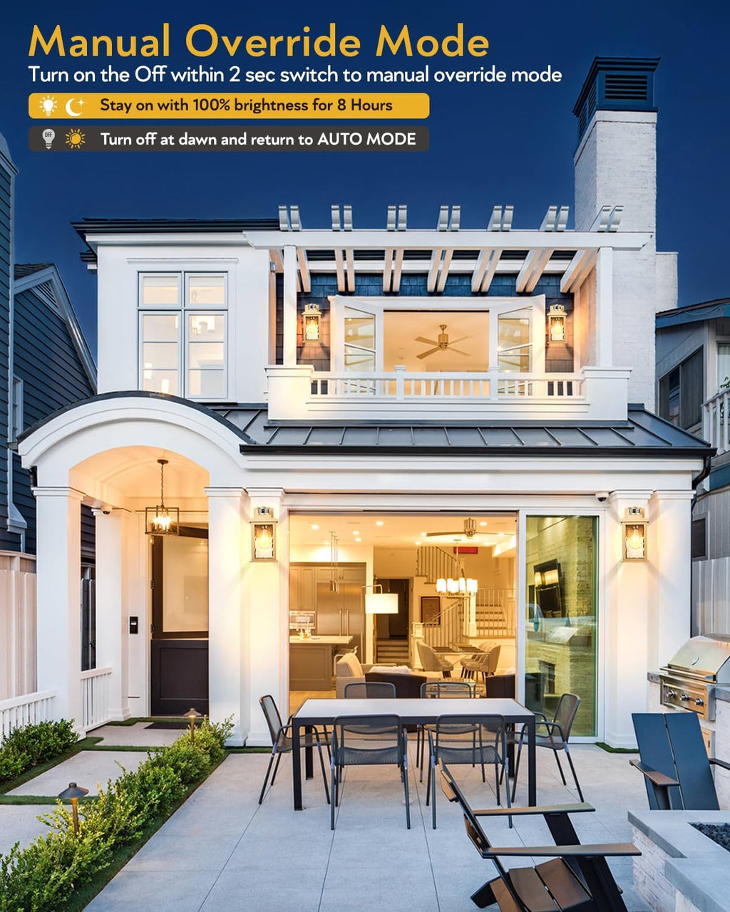 VIANIS Motion Sensor Porch Lights, Outdoor Light Fixtures Wall Mount Dusk to Dawn, Gold Waterproof Exterior Lights for House, Outdoor Wall Lights for House, Doorway, Patio, Anti-Rust