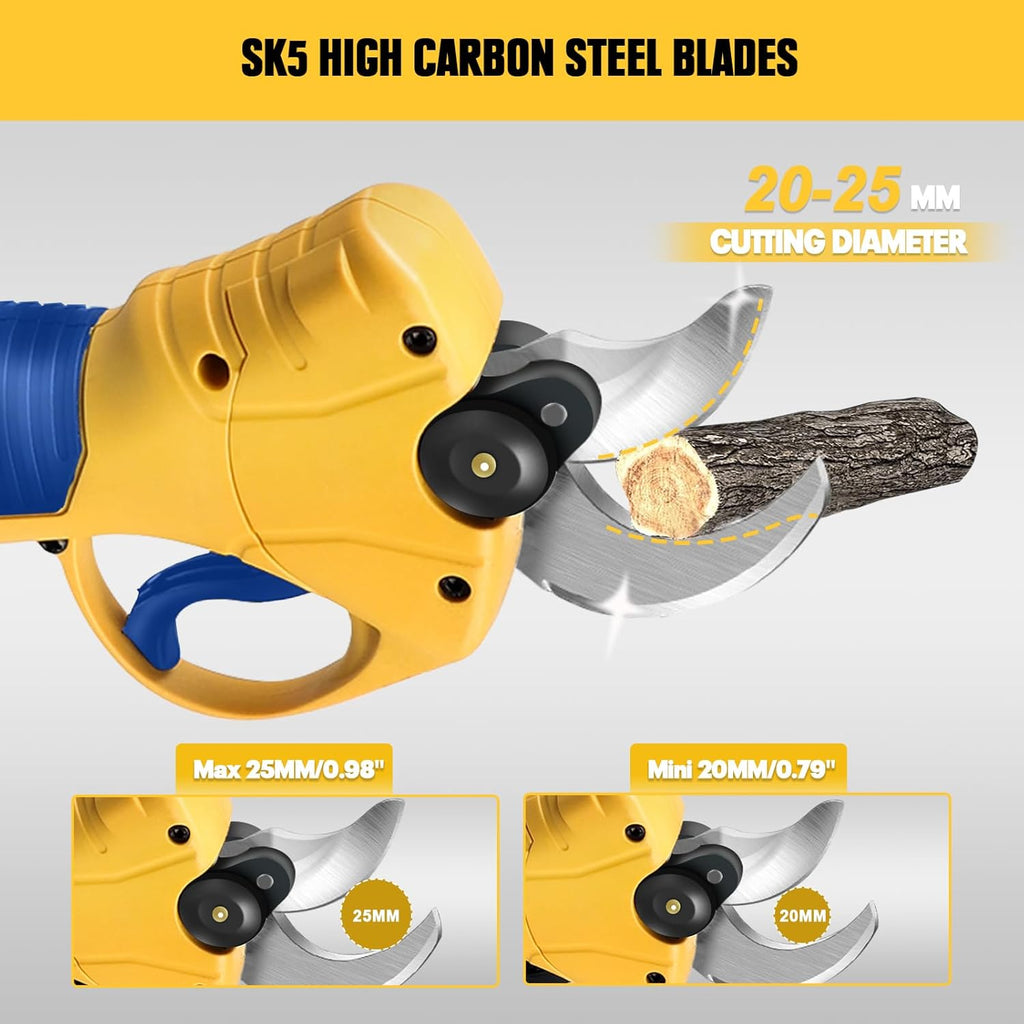 Mellif Electric Pruning Shears Compatible With DeWalt 20V Max Battery (Tool Only), Cordless Garden Pruner w/ 2,6000RPM Brushless Motor, Imported Steel Blades-25mm(0.98 Inch) Cutting Diameter
