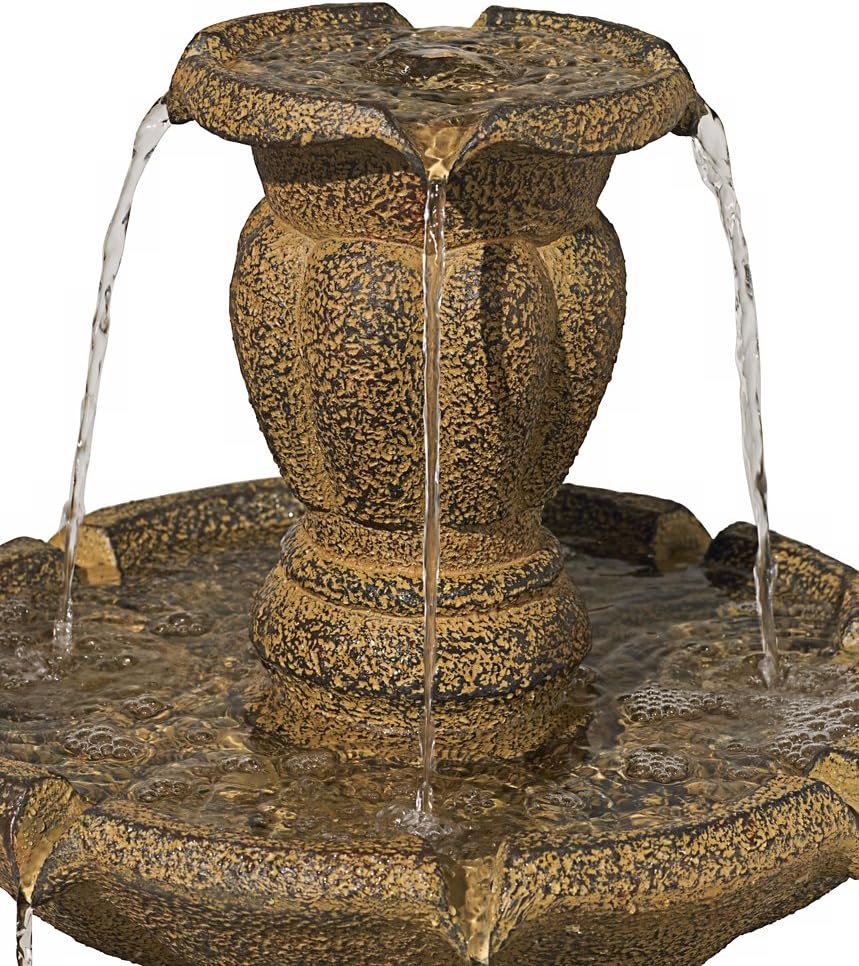 Tuscan Garden 41 1/2" High Large Traditional Italian Indoor Outdoor Decor Dark Faux Stone Floor Fountain Waterfall Tiered Standing Water Feature for Outside Patio Yard Backyard Porch - John Timberland
