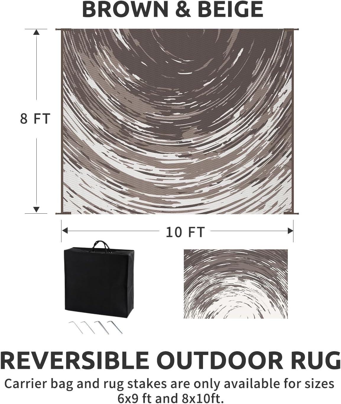 COCOER Modern Outdoor Rug 8x10 Reversible-Waterproof Outdoor Patio Rug-Quick Dry Outdoor Area Rugs Indoor Outdoor Rugs-Outside Rug Patio Decor for Porch Deck Balcony Backyard