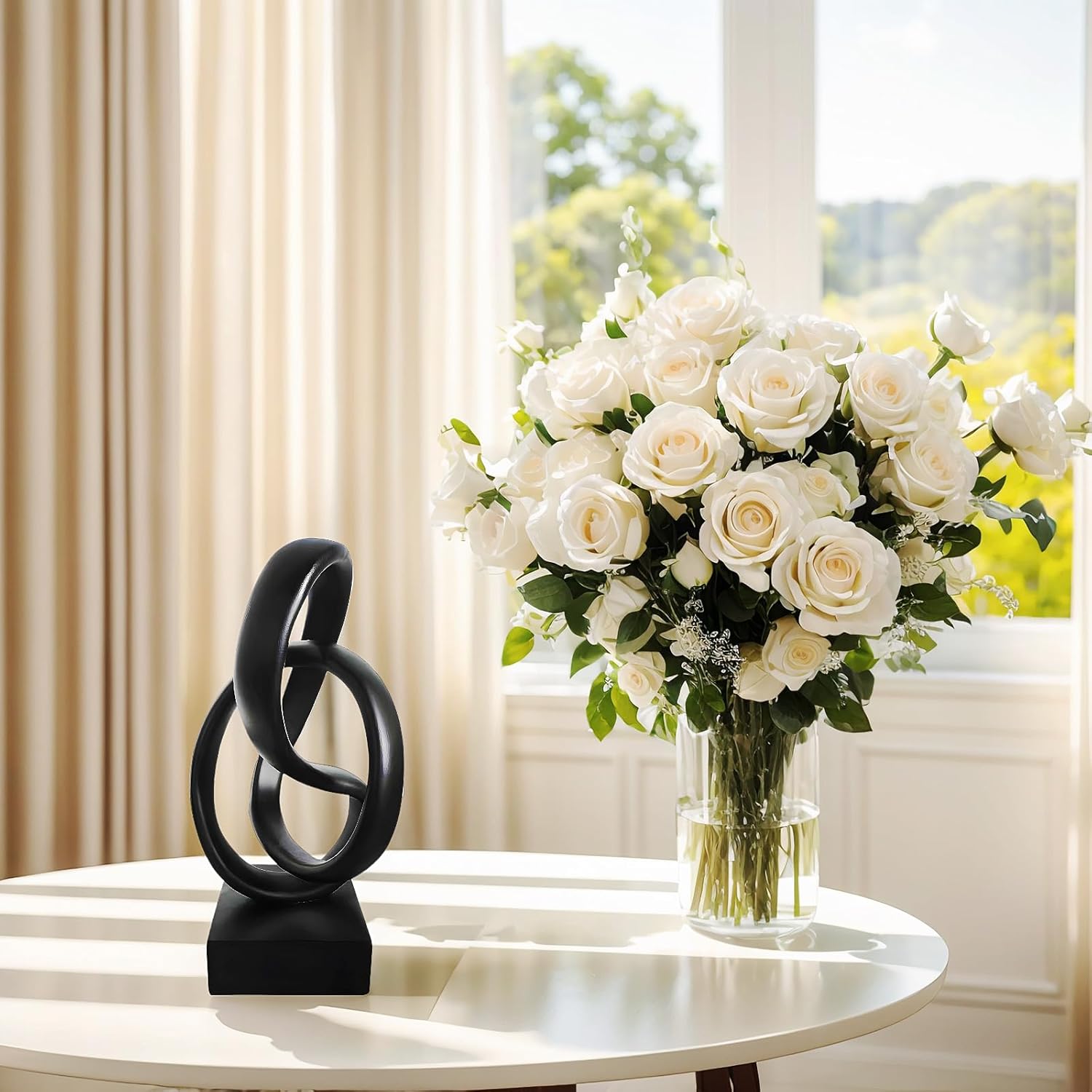 aboxoo Black Knot Decor Mobius Knot Statue, Abstract Statues, Coffee Table Decor for Living Room, Office, Modern Desk Decor